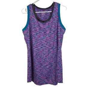 LOGO Lotus Womens Athletic Tank Top Large Purple Space Dye Stretch Activewear